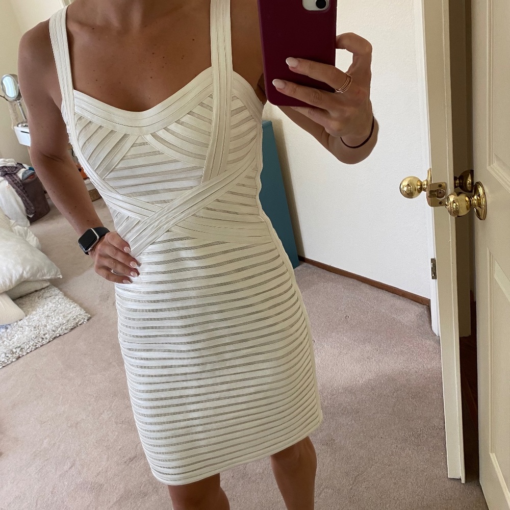 White bcbg bodycon dress